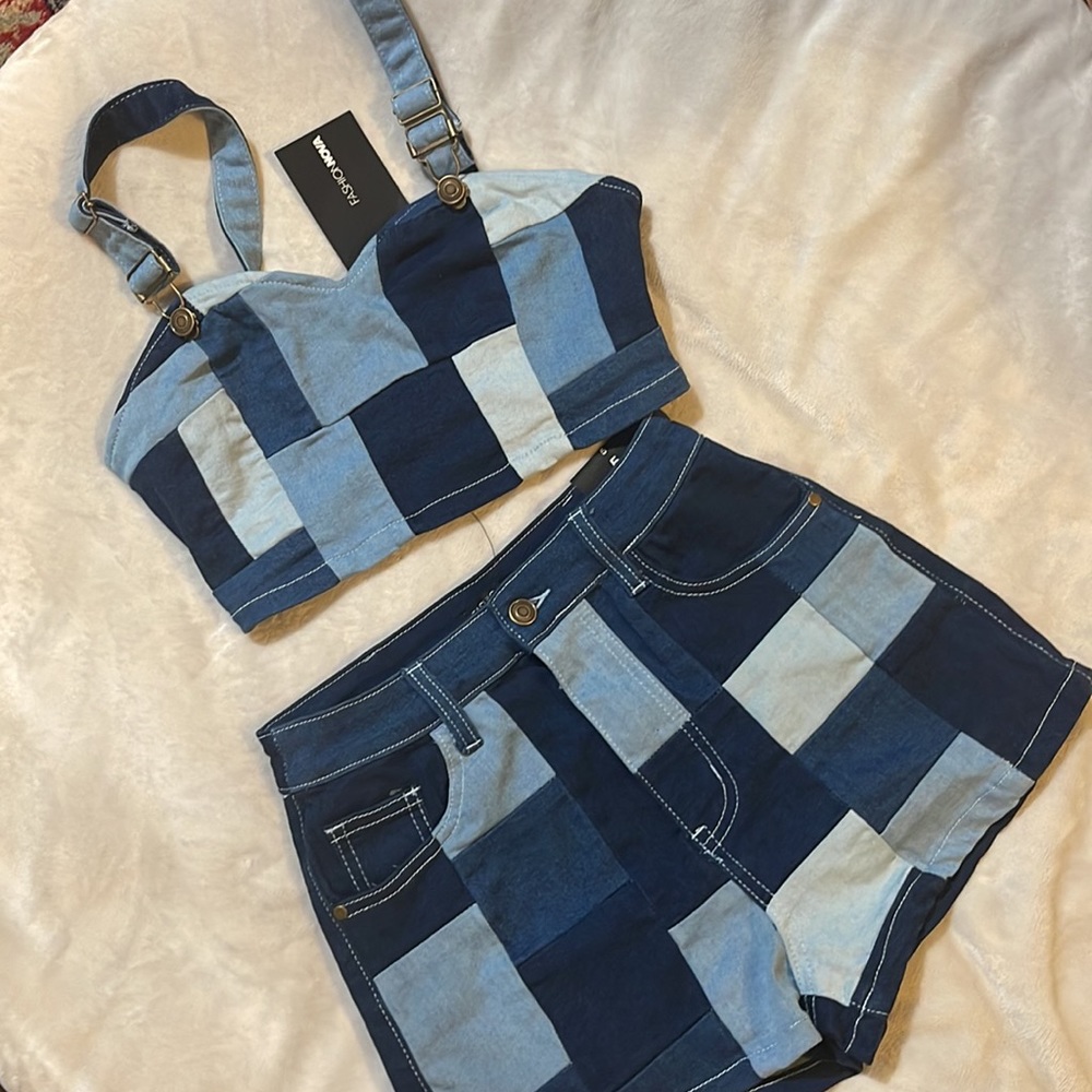 Two piece jean outfit